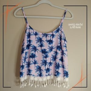 Charlotte Russe Palm Tree Top with Fringe Size M